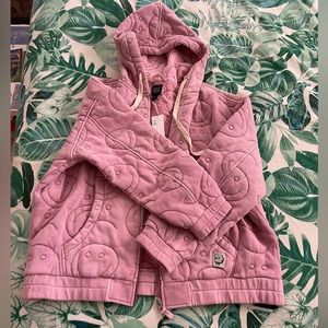 Urban Outfitters BDG Smiley Face Oversized Embroidered Zip Up Hoodie Sweatshirt